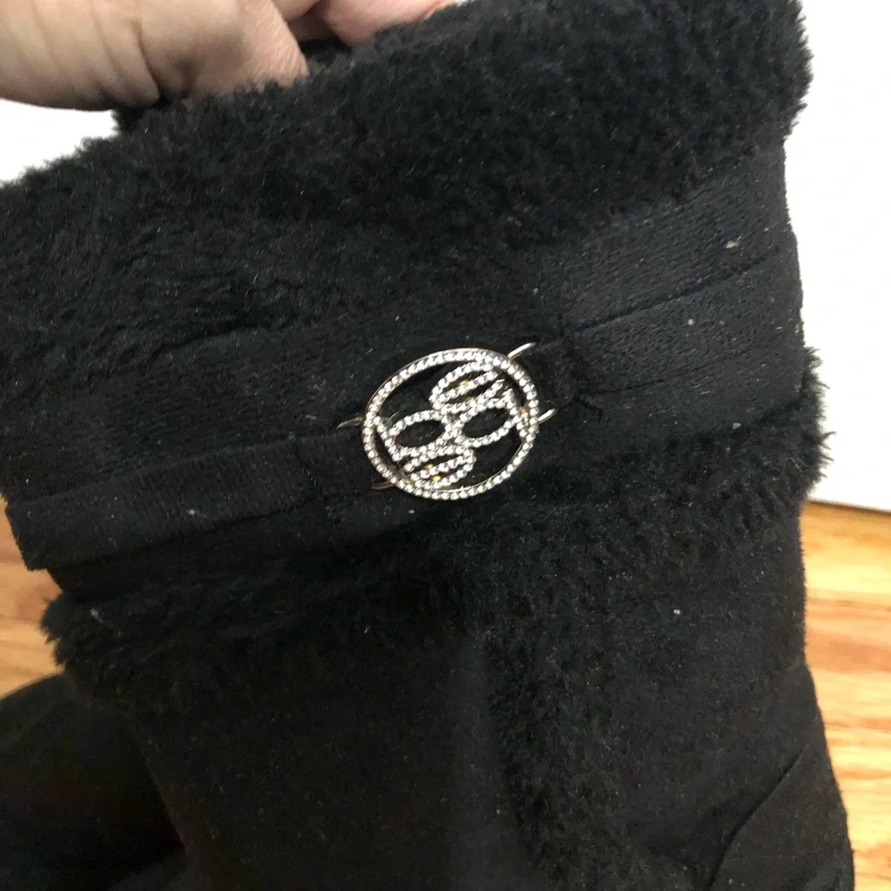 Bebe girls black fur trim boots size 13‎ slip on winter